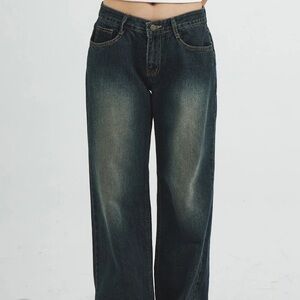 Lewkin Low Rise Washed Blue Grey Denim Jeans